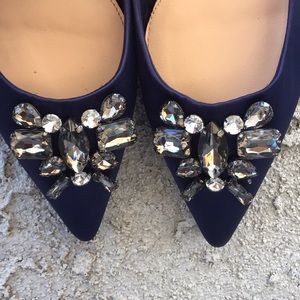 Zara Blue Crystal Rhinestone Flats